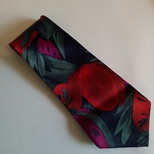 3/$45 Tie MERCEDES SILK HAND MADE HIGH FASHION Abstract Bright Floral Fruit